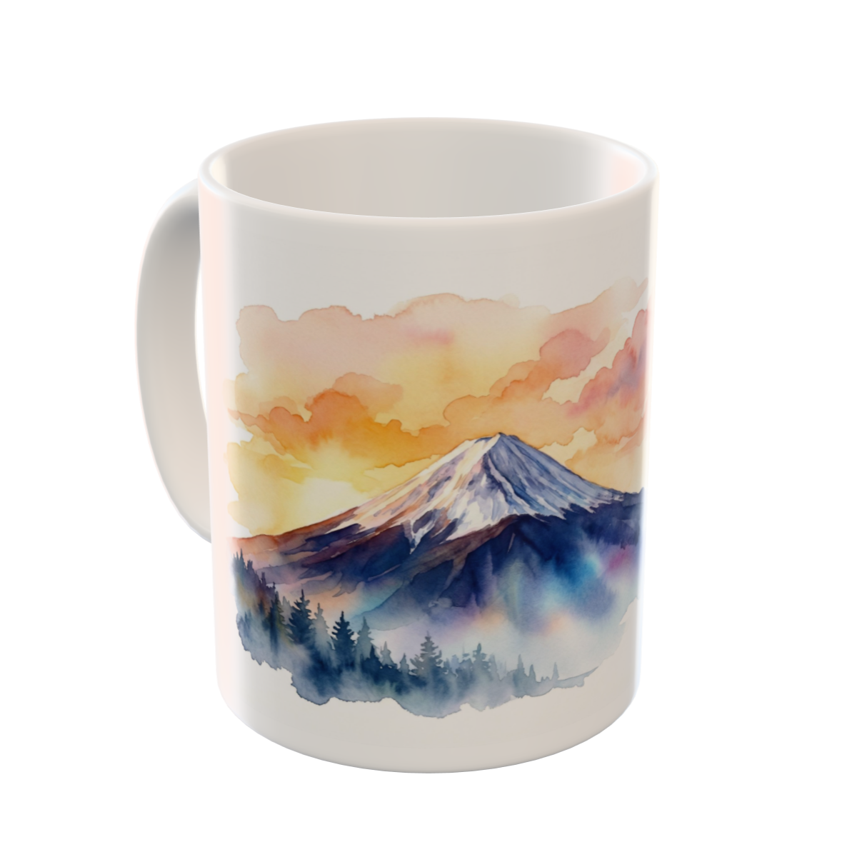 Golden Sunrise Mountain Watercolor Custom Ceramic Mug