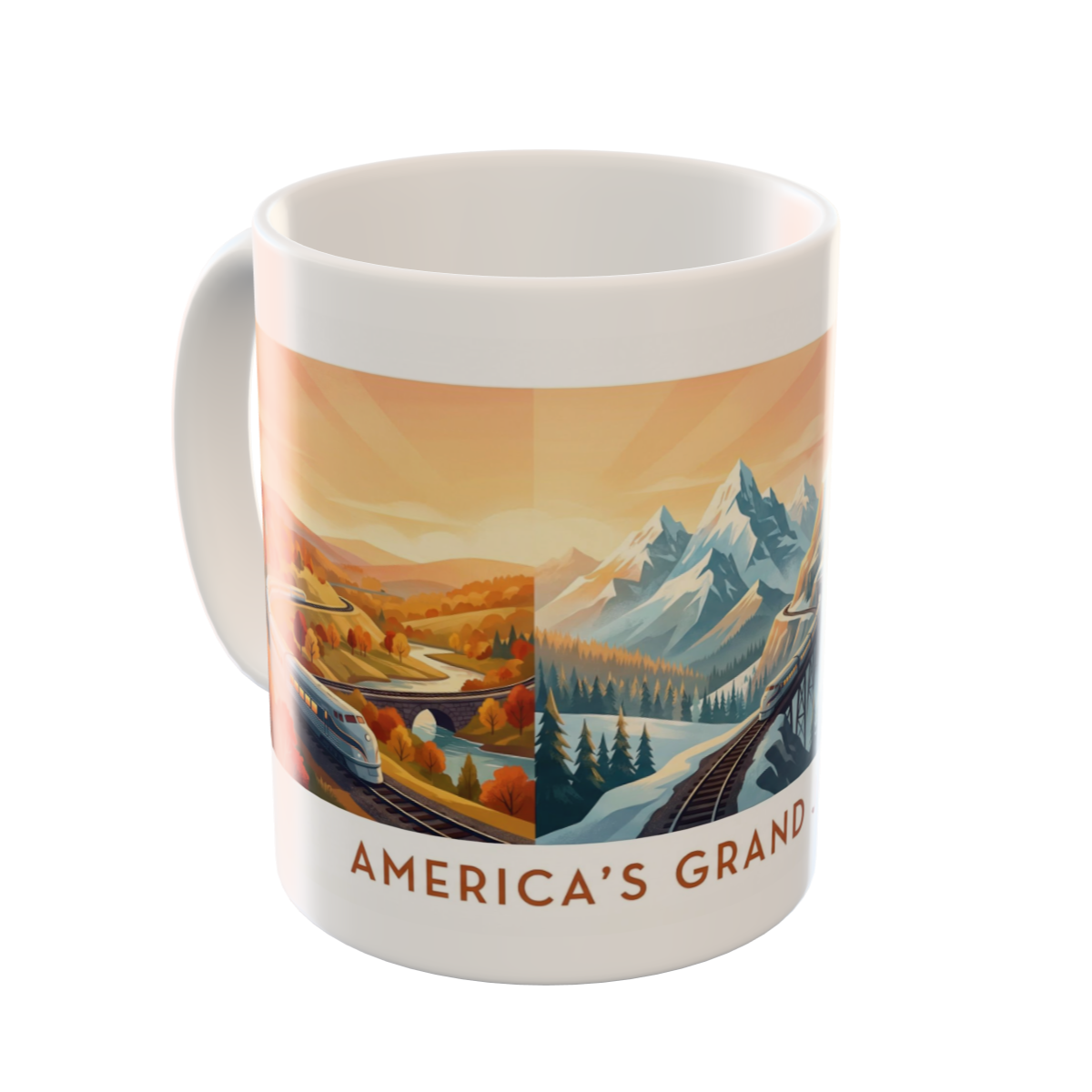 America's Grand Train Journey Custom Ceramic Mug & Plate
