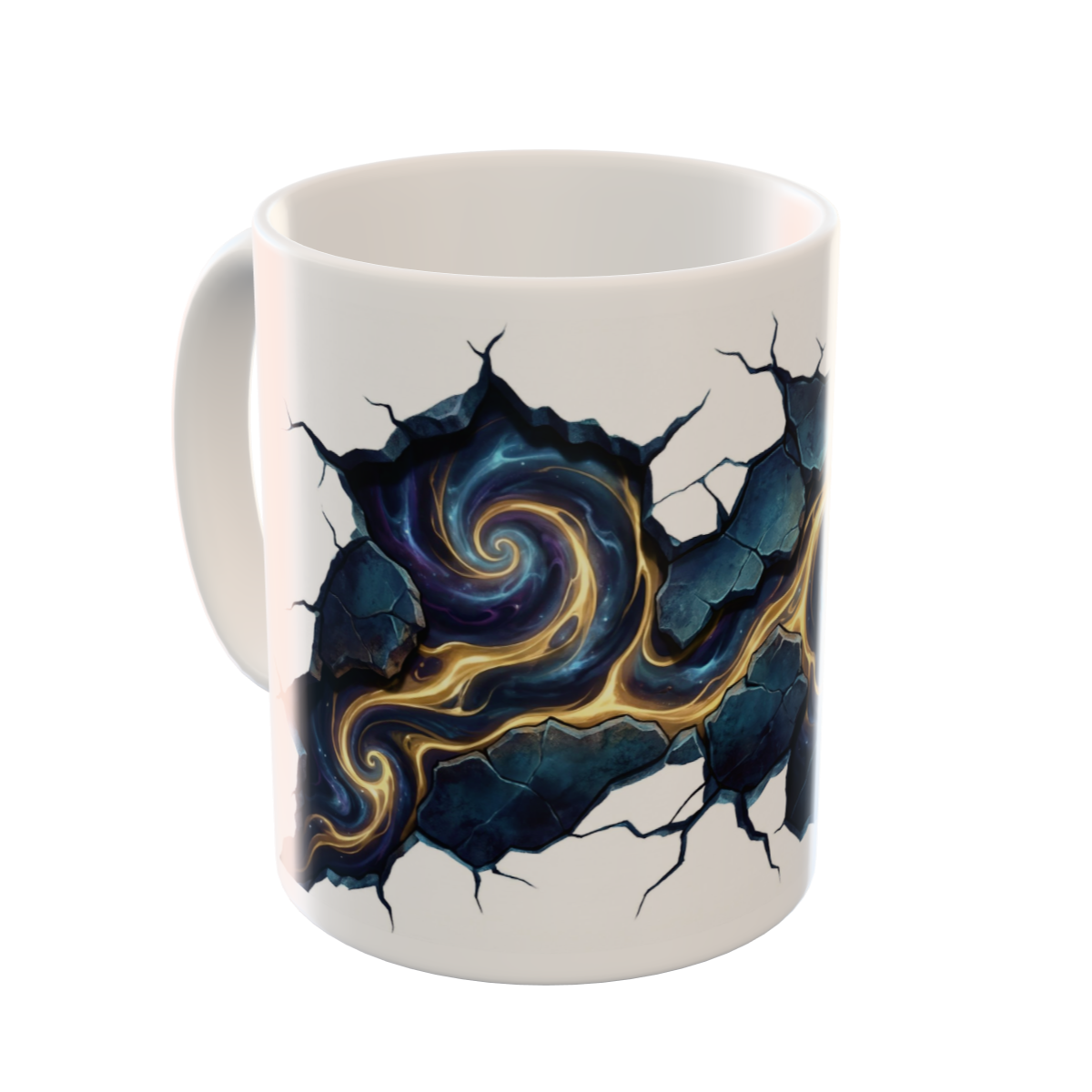 Cracked Stone Gold Galaxy Swirls Custom Ceramic Mug