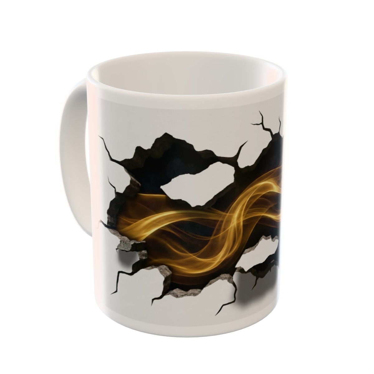 Golden Aurora Ribbons in Cracked Wall Custom Ceramic Art