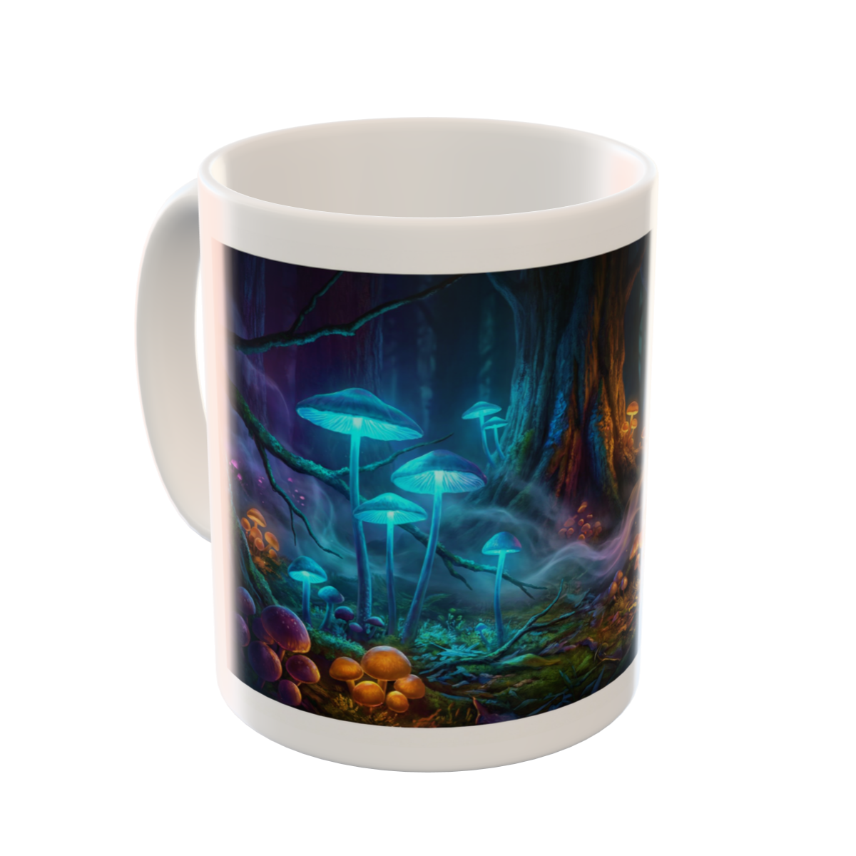 Mystical Glowing Mushroom Forest Custom Mug & Plate Art