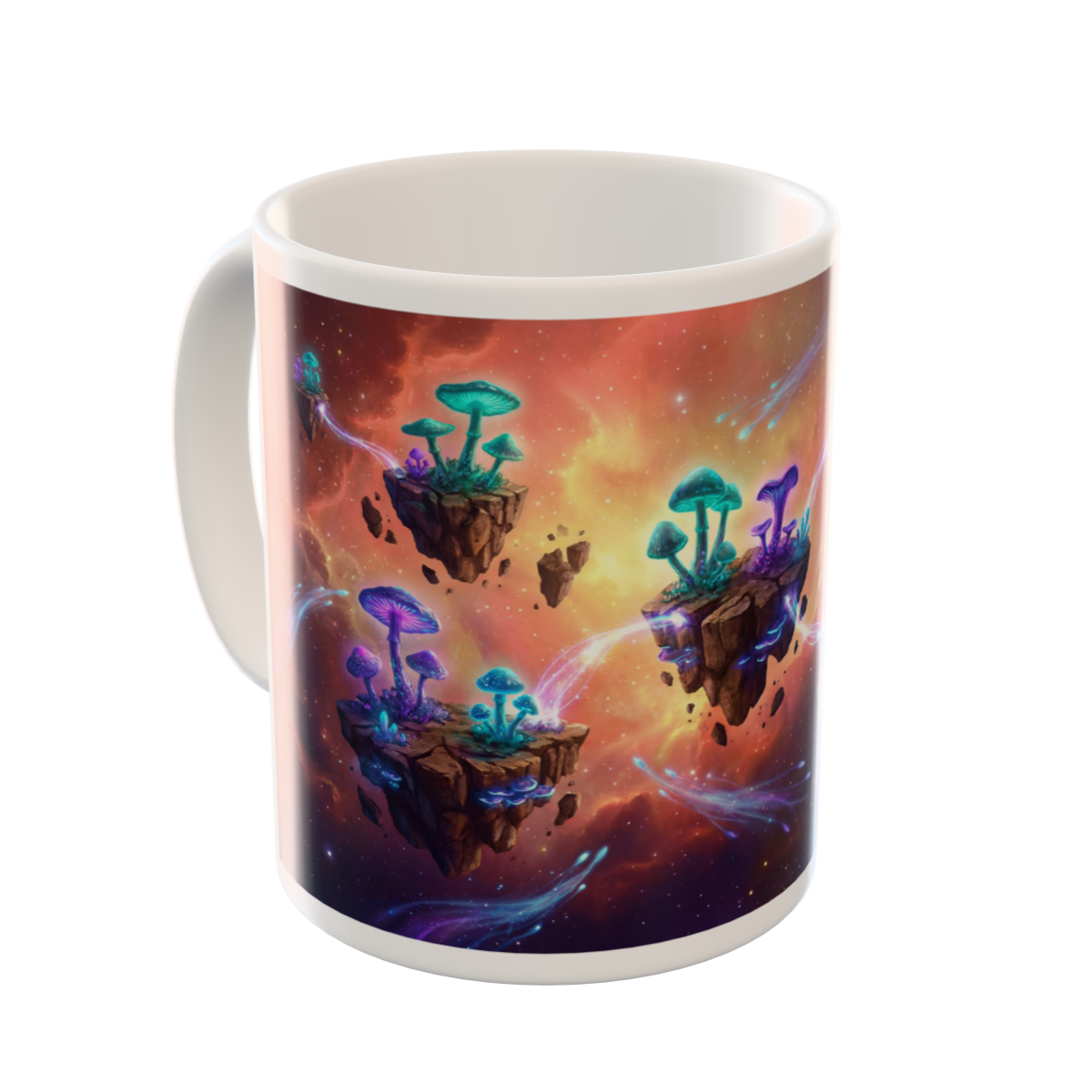 Floating Mushroom Islands Nebula Custom Ceramic Mug Art