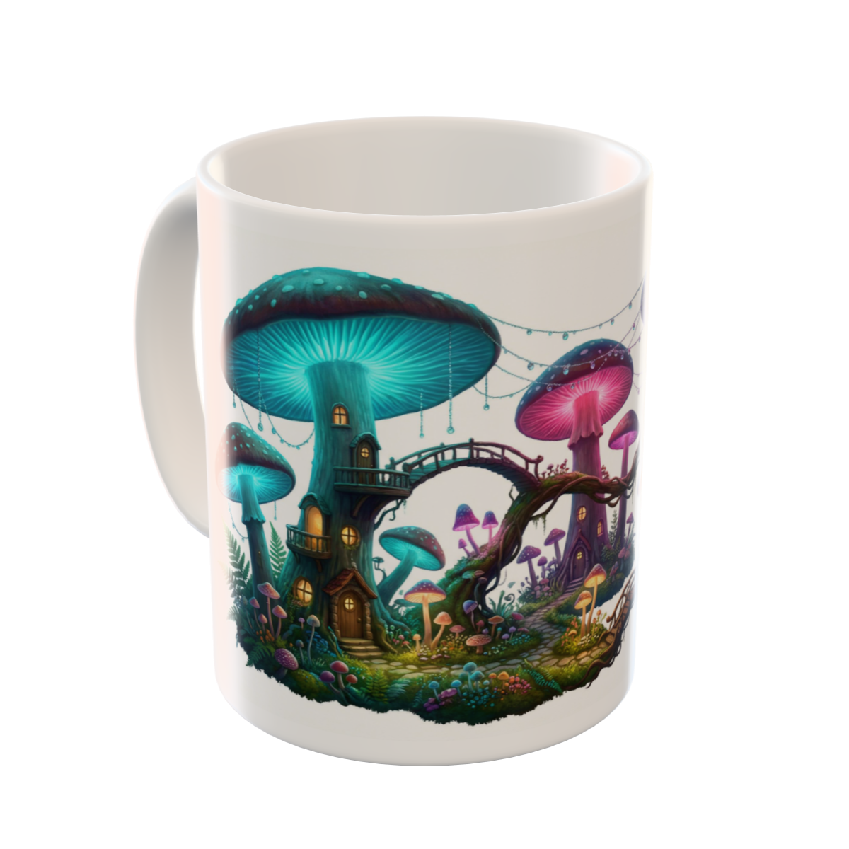 Glowing Mushroom Fairy Village Custom Ceramic Mug