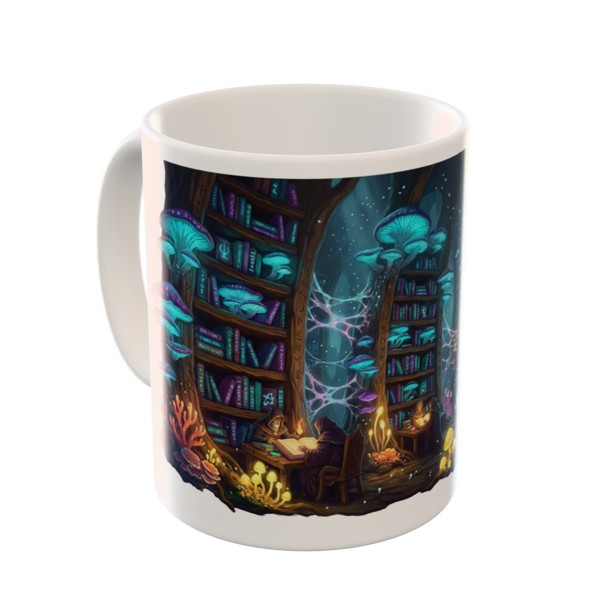 Enchanted Mushroom Library Custom Mug | Magical Botanical Art