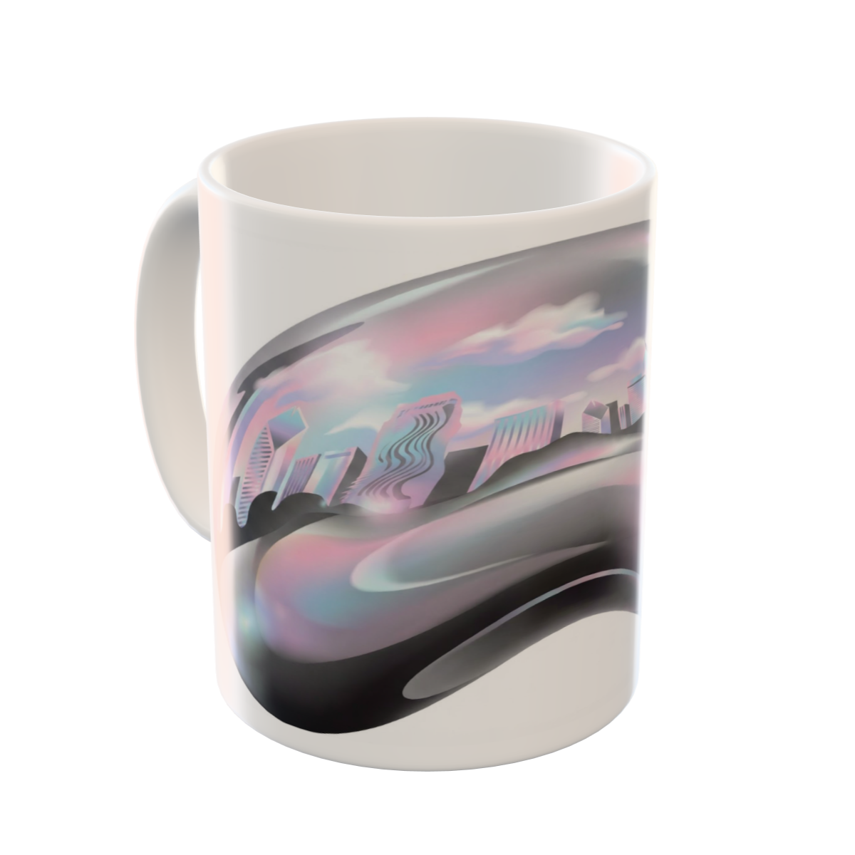 Iridescent Chicago Cloud Gate Reflection Custom Ceramic Art
