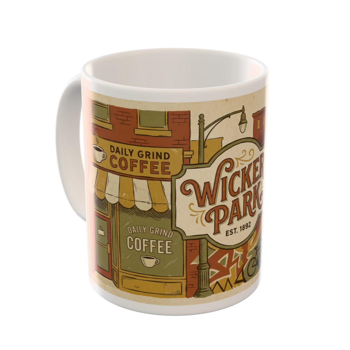 Wicker Park Chicago Vintage Coffee & Music Custom Mug